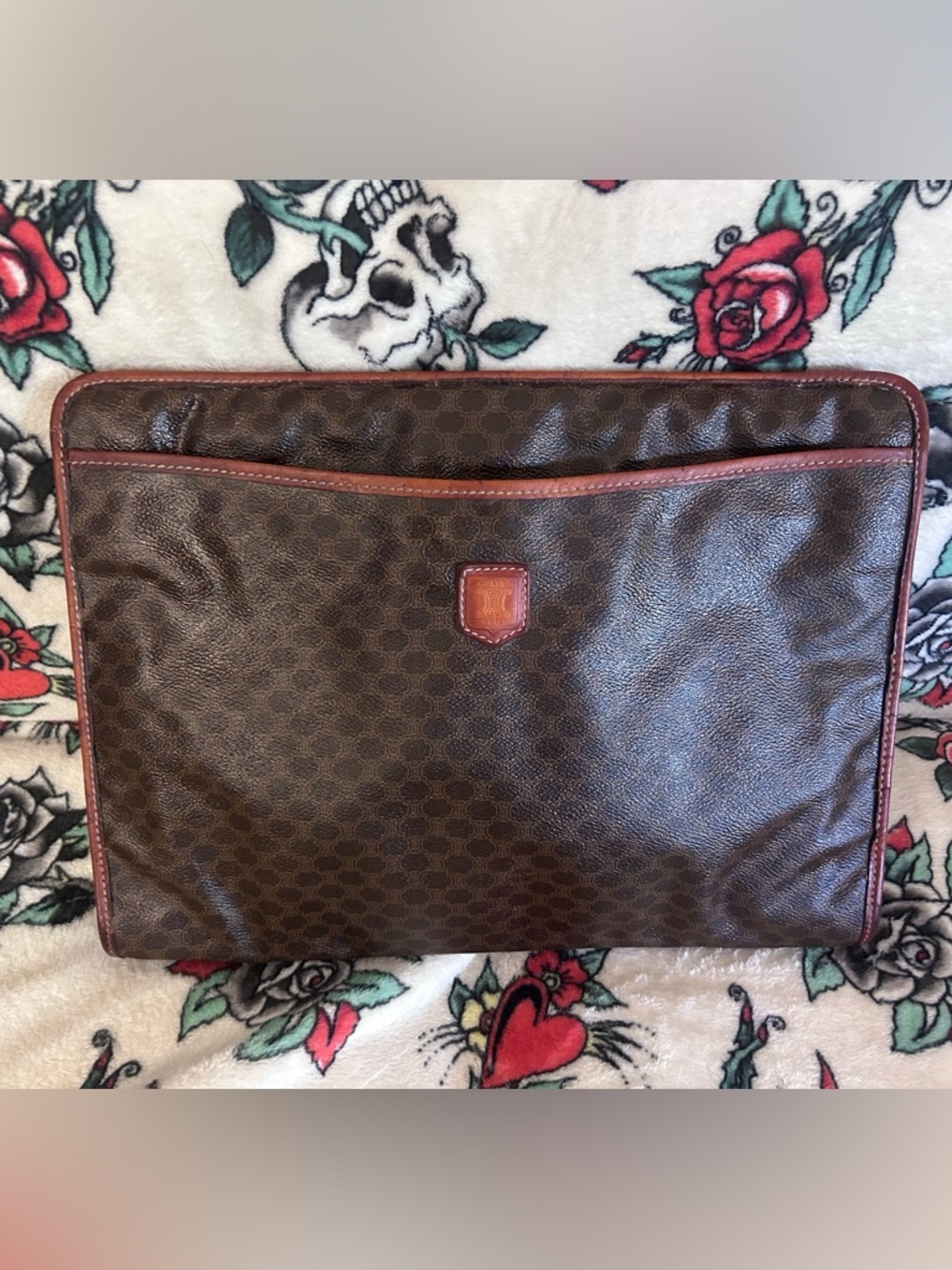 Vintage Celine Triomphe Macadam Portfolio Document Clutch Hand Bag - DM93 - Picture 3 of 16